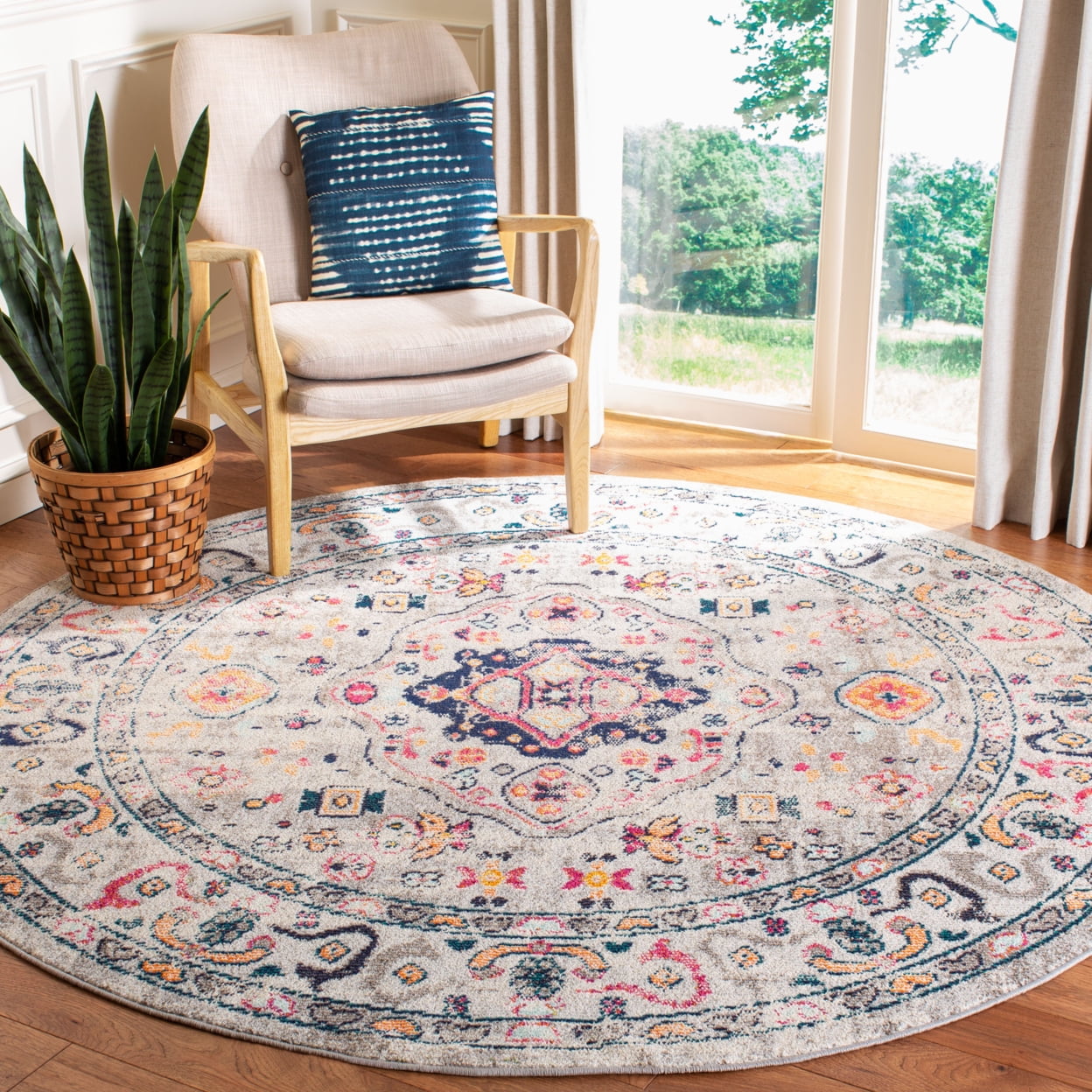 SAFAVIEH Madison Trenton Vintage Traditional Runner Rug, Grey/Blue, 2'2" x 18'