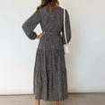thumbnail image 3 of LEEYNEER Winter Fall Dresses for Women Long Sleeve Wrap Vintage Tiered Split Fall Belted Flowy Midi Long Dress, 3 of 7