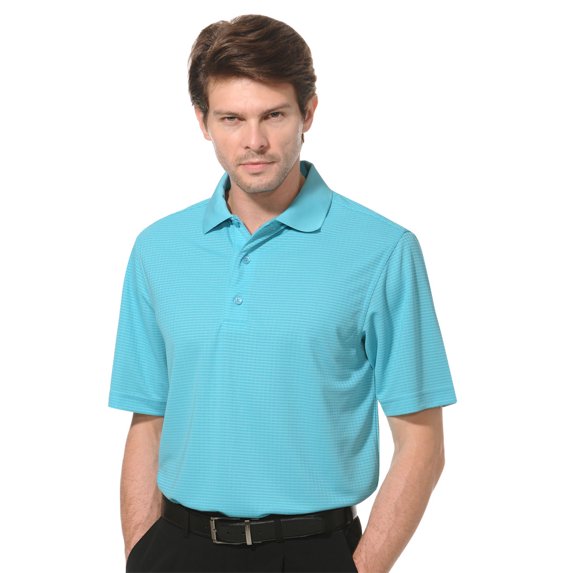Monterey Club Men's Tonal Pinstripe Texture Solid Golf Polo Shirt #1096