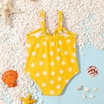 thumbnail image 4 of ZHUASHUM Toddler Summer One Pieces Swimwear Sleeveless Girls Polka Dot Prints Solid Color Swimsuit Bikiniyellow,Size12-18 Months, 4 of 4