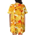 thumbnail image 3 of Picia Autumn Maple Leaves Pajamas Sets for Women Soft Short-Sleeved Pjs with Lounge Shorts Two Piece Sleepwear-4X-Large, 3 of 9
