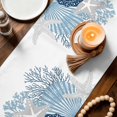 thumbnail image 3 of Summer Coral Table Runner 70 Inches, Coastal Ocean Starfish Conch Lake Blue Bed Runner Dresser Scarves Tabletop for Indoor Outdoor Parties/Ceremony/Banquet, 13" x 70", 3 of 9