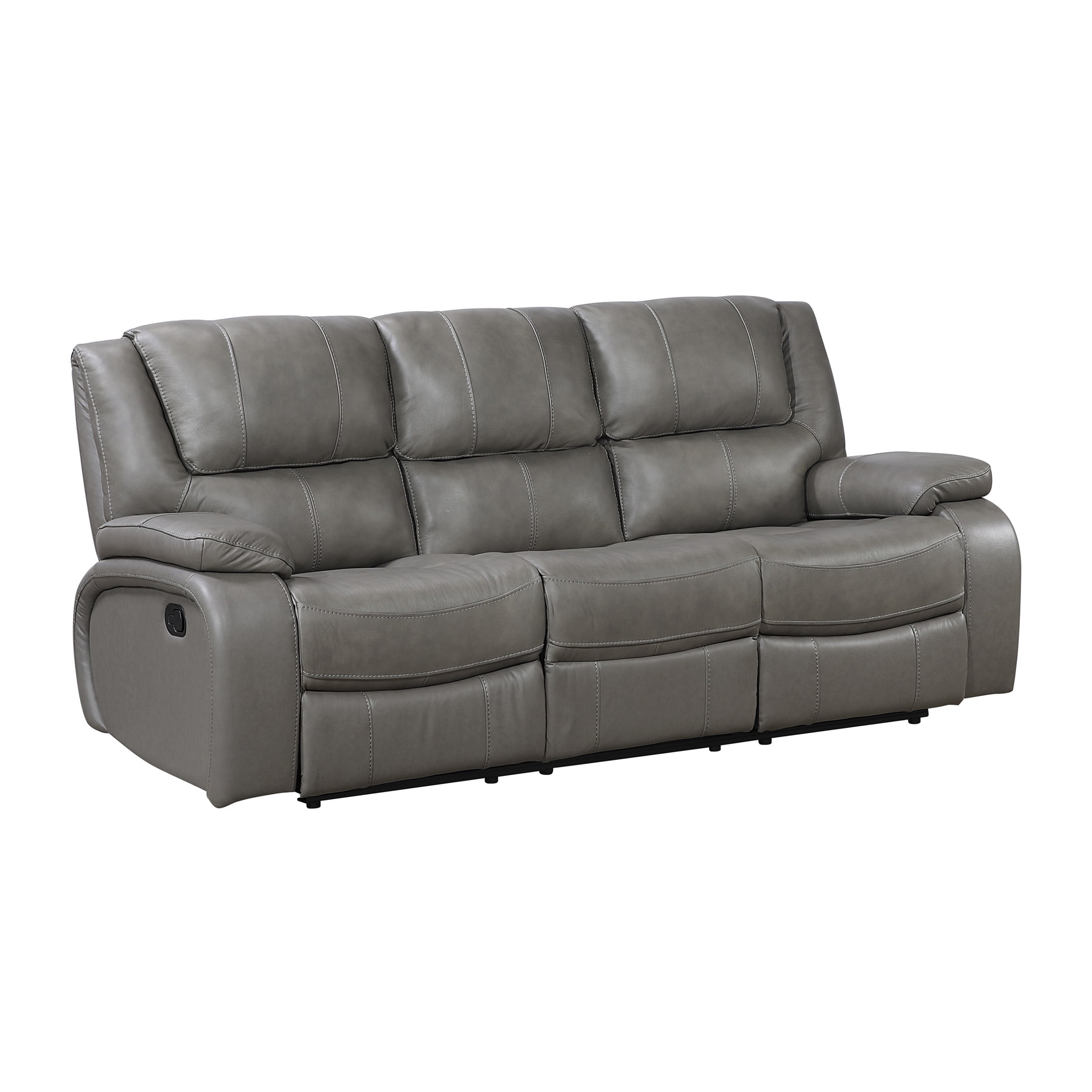 OakvillePark Arlisse Leather Match Manual Double Reclining Sofa, Gray