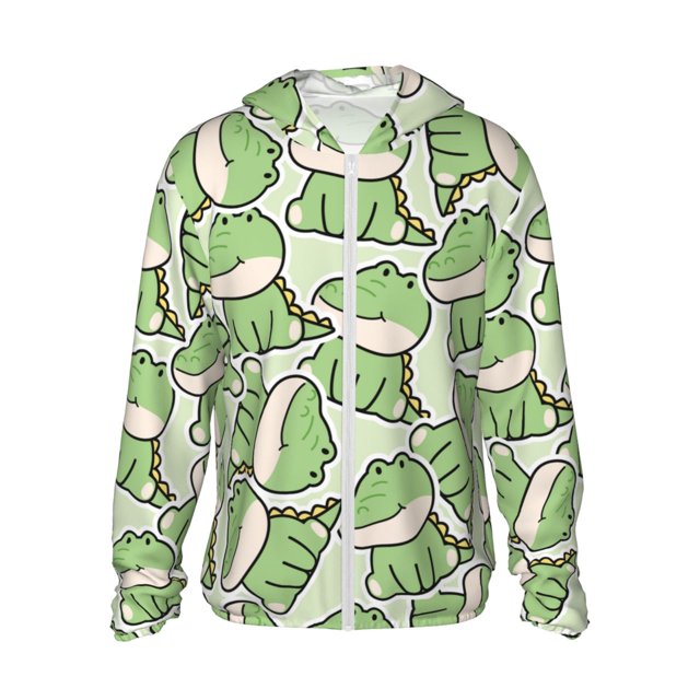 KLL Mignon Imprimé Crocodile Hommes Femmes UPF 50+ Protection Solaire Veste à Capuche Manches Longues Pêche Randonnée Performance Chemise-Petit