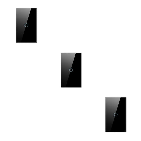 Langgg US Smart Home WiFi Tuya Switch Wireless 433.92MHz Sensor Button Tempered Glass Panel Switches Sticky On/Off Office Hotel US Plug 3Set