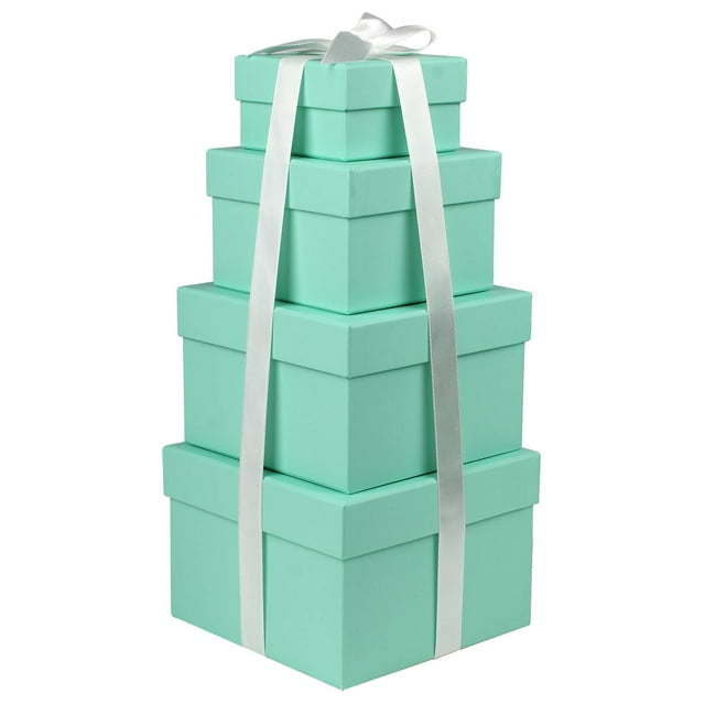 Cajas de regalo Briful, color verde azulado, juego de 4 tamaños surtidos con tapas