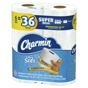 Charmin Ultra Soft Toilet Paper, 6 Super Mega Rolls