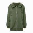 thumbnail image 4 of Towmus Women's Oversized Zip Up Hoodie Lightweight Lapel Long Sleeve Hooded Sweatshirt with Pockets, 4 of 5