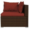 thumbnail image 4 of vidaXL 7 Piece Patio Lounge Set with Cushions Poly Rattan Brown, 4 of 11