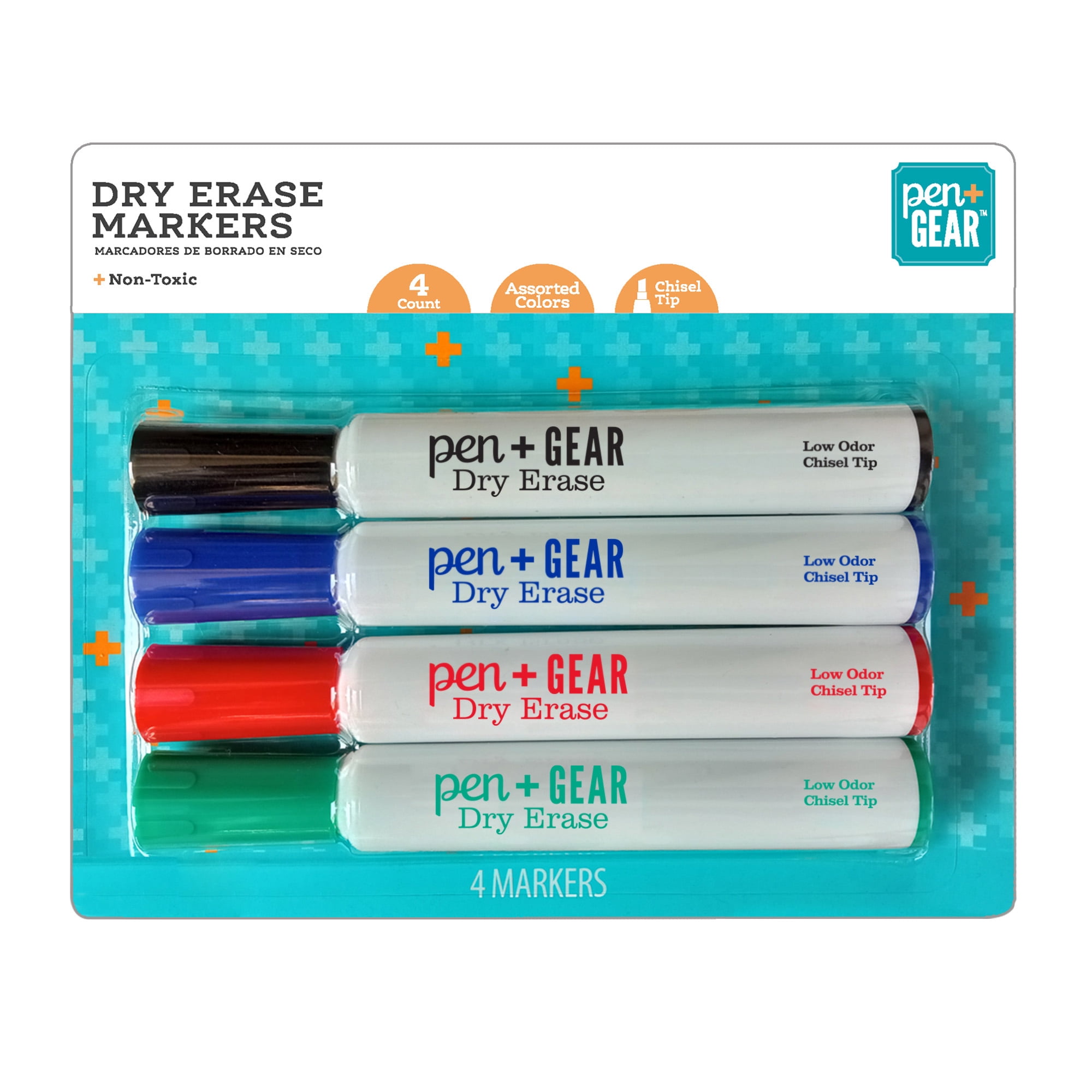 Pen + Gear Dry Erase, Chisel Tip, 4 Count, Assorted Colors