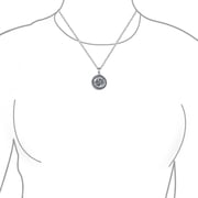 Bling Jewelry Unisex Astrology Zodiac Pisces Sign Pendant Round Necklace .925 Sterling Silver