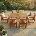thumbnail image 4 of Harper & Bright Designs 7 Pieces Patio Dining Set for 6, Outdoor Acacia Wood Dining Table with Slatted Design and 4 Chairs for Garden, Brown, 4 of 20