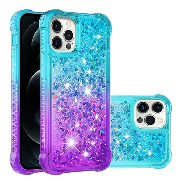 Funda para iPhone 12 PRO MAX Transparente con Brillos Carcasa Protectora Antigolpes con Glitter Brillante
