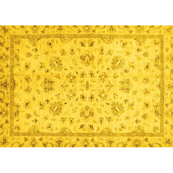 Ahgly Company Indoor Rectangle Oriental Yellow Traditional Area Rugs, 2' x 4'