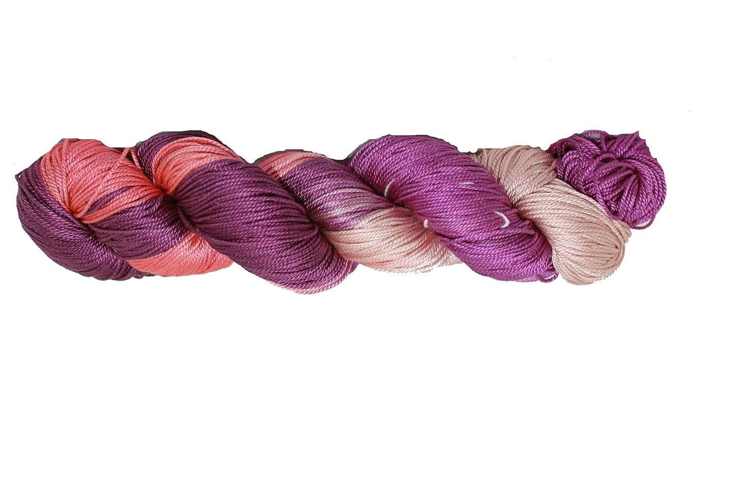 Knitsilk 3 Ply 100% Mulberry Silk Lace Weight Yarn | Perfect for Knitting & Crocheting and Weaving Silk Yarn for Luxurious Creating Projects.(50 Grams – 260 Yards, Purple and Peach)(Pack of 2)