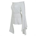 thumbnail image 2 of Stay Corset Womens Long Sleeve Blouses off Shoulder Tops Renaissance Pirate Shirt Peasant Blouses White Shirt Size 2XL, 2 of 5