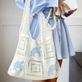 thumbnail image 4 of Lilixerw Knitted Shoulder Bag with Hollow Woven Turtle Design for Women,Lightweight Travel Beach Pack,Nylon Casual Purse,Water Bottle Pocket,Travel Supplies,15.35x12.20x1.97 in,Beige, 4 of 6