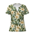 thumbnail image 2 of Uemuo Lilies Flowers Drawing Women's Deep V-Neck Low Cut Tops - Casual Loose Fit with Stainless Steel Loop, Soft, Breathable, Perfect for Office, Travel, and Daily Wear-Medium, 2 of 5