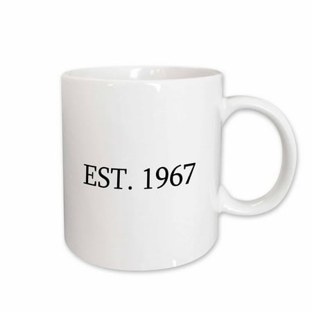 

3dRose Est. 1967 - Established in 1967 - Personal birth year. Personalized year you were born - black text Ceramic Mug 11-ounce