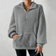 thumbnail image 3 of Sudadera corta para mujer, para hacer ejercicio, con media cremallera, bolsillos grandes, hombros caídos, sudadera de peluche Rambling Store, 3 of 4