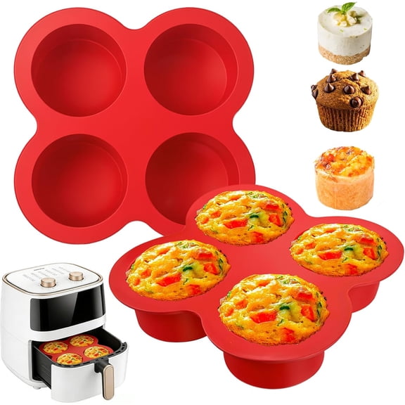 Silicone Egg Bite Molds 2 Pack Air Fryer Muffin Baking Pans Nonstick Silicone Muffin Trays for Baking Mini Muffins Eggs Bites Tart Mini Cupcake Brownie Quiche