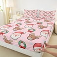 thumbnail image 3 of Manfei Cute Santa Claus Bed Sheets, Kawaii Christmas Reindeer King Sheets, Cartoon Stars Print Sheet Set, Microfiber Bedroom Decor, 4 Pieces, 3 of 7