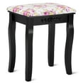 thumbnail image 1 of Patiojoy MDF Dressing Stool Old-fashioned Vanity Chair Cushion Padded Seat w/ Rose Pattern Black, 1 of 8