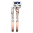 thumbnail image 3 of 3.06 ct Brilliant Round Cut Blue Sapphire 18K Rose/White Gold Solitaire with Accents Engagement Bridal Wedding Ring Band Set size 3.5, 3 of 7
