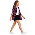 thumbnail image 4 of JAJAHO Girls Flannel Shirt Kids Plaid Hoodie Short Sleeve Button Down Shirts For 4-14 Years, 4 of 6