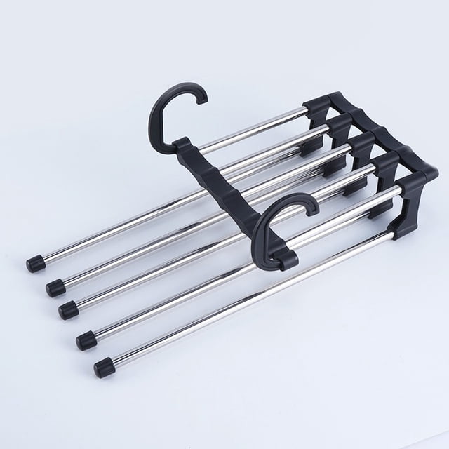 Percha retráctil multifunción LIUYMXG de acero inoxidable 5 en 1 organizador de pantalones soporte de estante apilador de almacenamiento