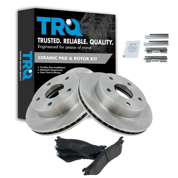 TRQ Front Brake Pad & Rotor Kit Brake Pads Brake Rotor Ceramic Fits Select 2000-2001 Dodge Ram 1500
