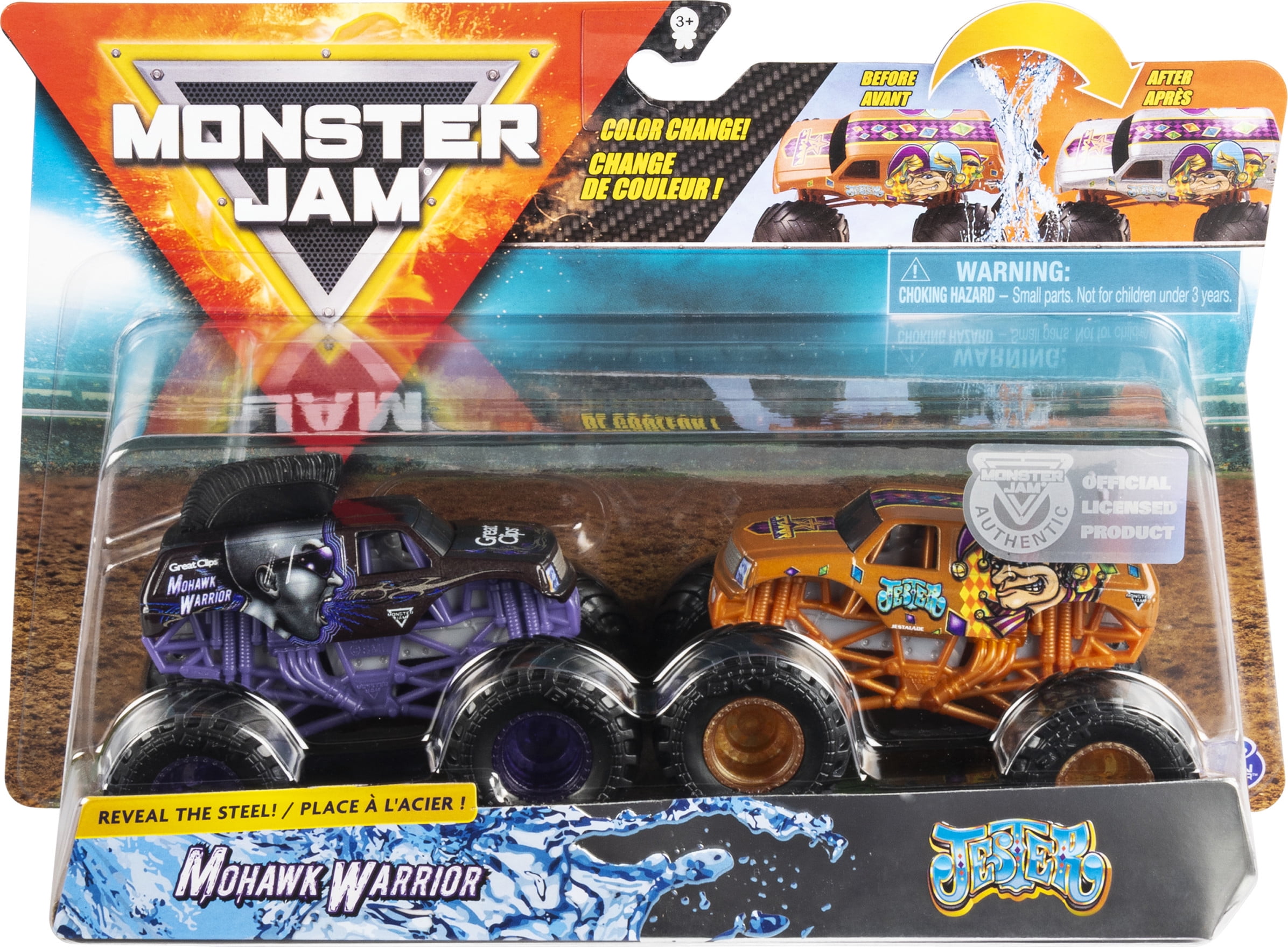 Spin Master Monster Jam, Color-Changing Die-Cast Monster Trucks 2-Pack