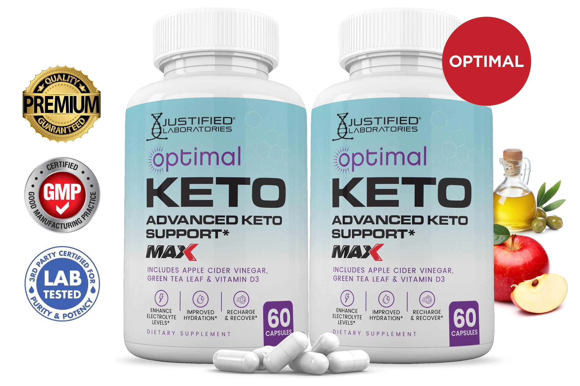 2 Pack Optimal Keto Acv Max Pills 1675mg Alternative To Gummies Dietary Supplement 120