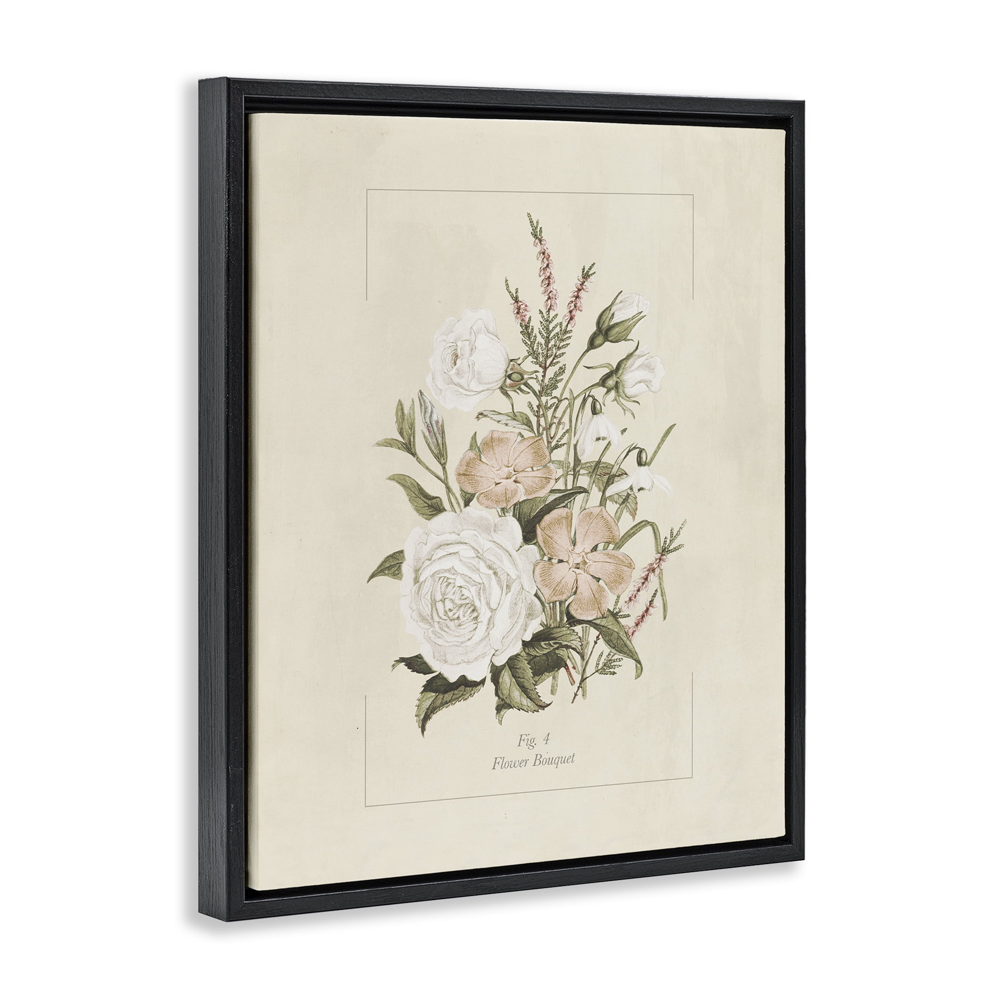Stupell Industries Neutral & Soft Bouquet Study Black Framed Floater Canvas Wall Art, design by Dan Meneely