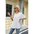 thumbnail image 2 of New Women's Solid Color Round Neck Loose Short-Sleeved T-Shirt Top, 2 of 3