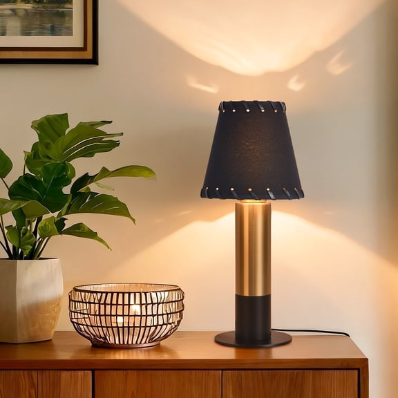 Black and Gold Small Bedside Mini Table Lamp for Bedroom, Cute Bedroom Lamps for Nightstand, Cute Mini Table Lamps for Small Spaces for Kitchen Counter, Bookshelf, Kids Dorm, Office