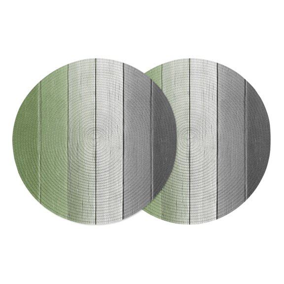 Round Placemats Farmhouse Rustic Wood 15 inch Set of 2 Table Mats for Dining Table Sage Green Grey Heat Resistant Non-Slip Kitchen & Home Decorative Place Mat Set