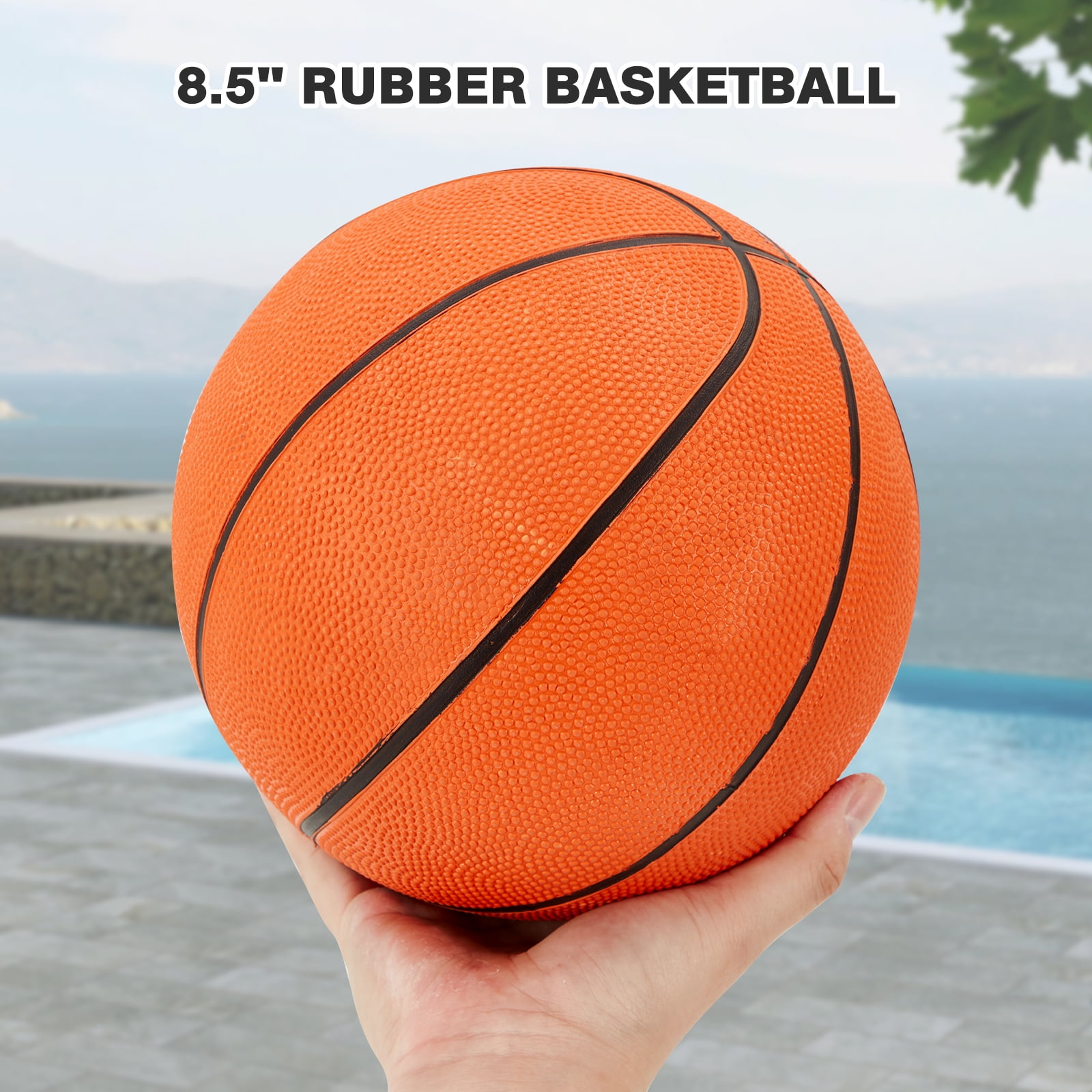 Danrelax 3.1-4.1FT Adjustable Pool Basketball Hoop, 32"x23" Backboard, Portable, Black