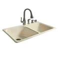 thumbnail image 2 of Miseno MCI67-4TM-22 33" Double Basin Drop In Cast Iron Kitchen Sink; Biscuit, 2 of 5