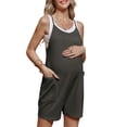 thumbnail image 2 of Maternity Women Solid Color Sleeveless Overalls Casual Loose Jumpsuit Shorts, 2 of 6