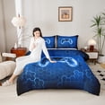 thumbnail image 4 of Homewish Video Game Bedding Comforter Set 2pcs for Boys Girls,Black Blue Gamepads Twin Comforter Sets Microfiber,Abstract Ombre Geometric Honeycomb Breathable Bedding Set,Ultra Soft Home Decor, 4 of 8