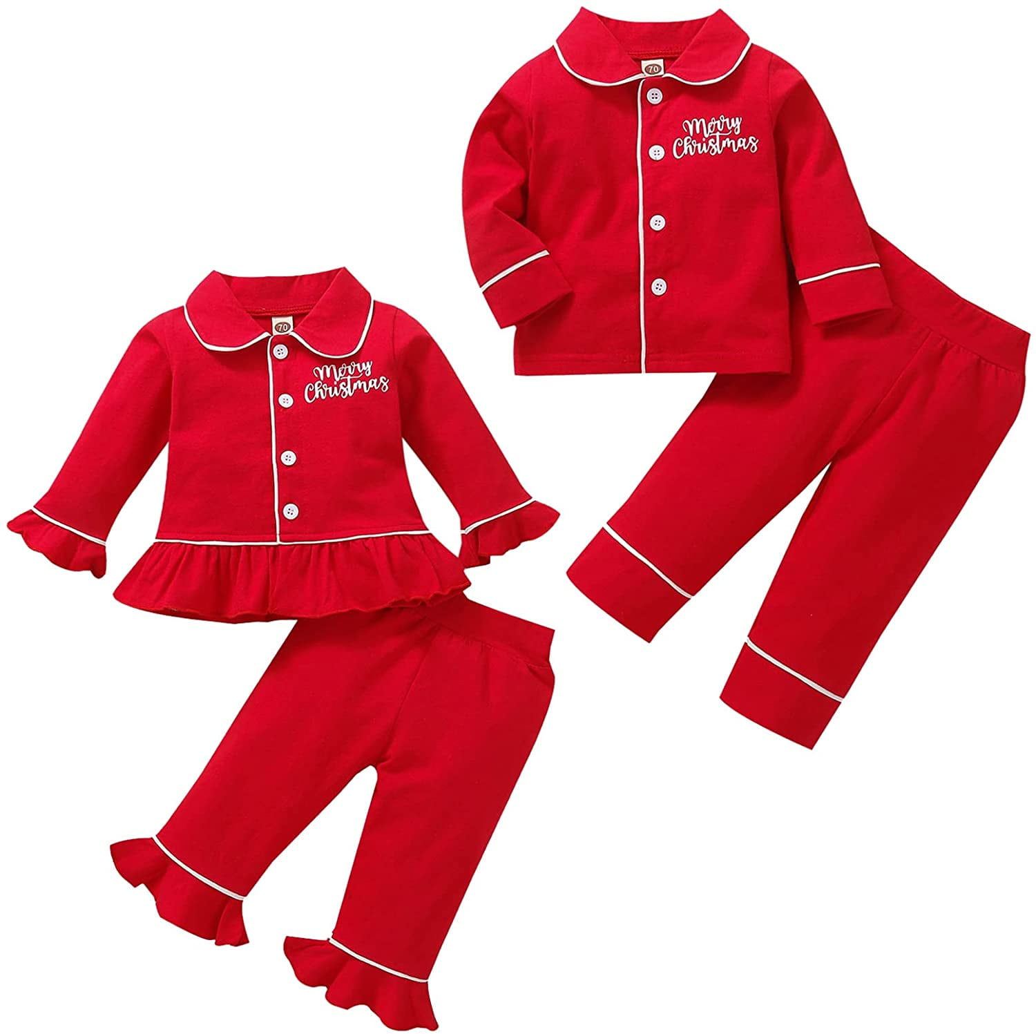 Toddler Baby Boy Girl Christmas Outfits Merry Christmas Shirt Pants Sister Brother Matching Clothes Set for Kids Girl 2 3t Walmart