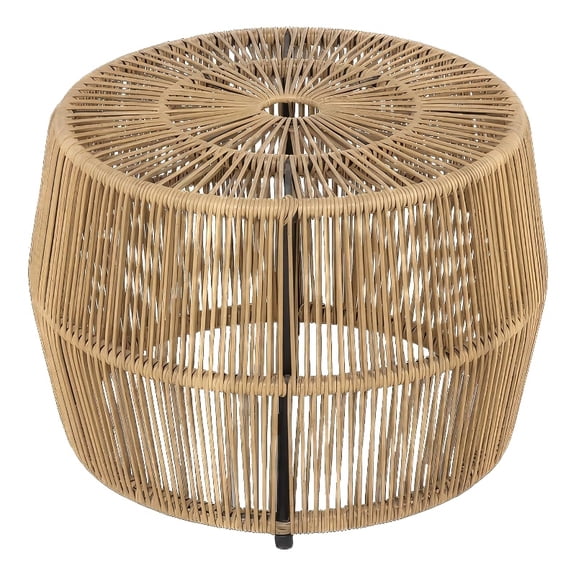 Zyan Outdoor Coffee Table-22 Inch Natural Brown Rattan Wicker-Steel Frame