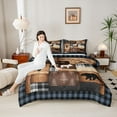 thumbnail image 4 of Castle Fairy Safari Deer Bear Queen Comforter Set,Geometric Plaid Bedding Comforter Set, 4 of 8