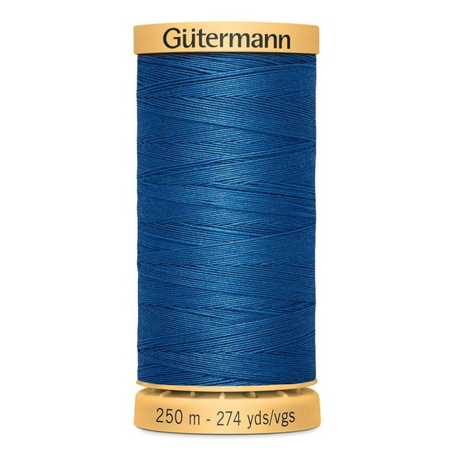 GÜTERMANN Cotton 50wt Thread, 250m, Black, Strong & Lustrous for Sewing