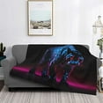 thumbnail image 2 of Yiaed Futuristic Purple Panther Print Blanket Throw Blanket Soft Cozy Flannel Blanket for Home Bed Sofa Couch Chair-80"x60", 2 of 6