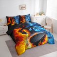 thumbnail image 3 of Castle Fairy Ice Hockey Boy Girl 7-Piece Twin Bedding Sets,Sport Gamer Bedding Comforter Set,Blue Orange Lightning Breathable Sheet Sets,Lightweight Room Decor, 3 of 8
