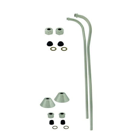Westbrass D136-07 1/2" x 21-1/2" Double Offset Bath Supply Lines for Clawfoot or Freestanding Bathtubs, Satin Nickel