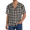 thumbnail image 1 of Fotbe Black and white houndstooth Camisa Estampada de Manga Corta para Hombre, Casual de Verano, Estilo Playero, Sin Arrugas-4X-Large, 1 of 5