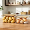 thumbnail image 4 of Pethiy Pantry Organizers Storage,2 Set Stackable Kitchen Counter Organizers for Onion,Potato,Fruit,Produce,Vegetable,Potato Onion Storage with Bamboo Lid, 4 of 8